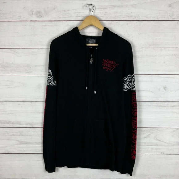 Vintage Y2K RARE Ed Hardy Wool Alpaca Blend Hoodie Large